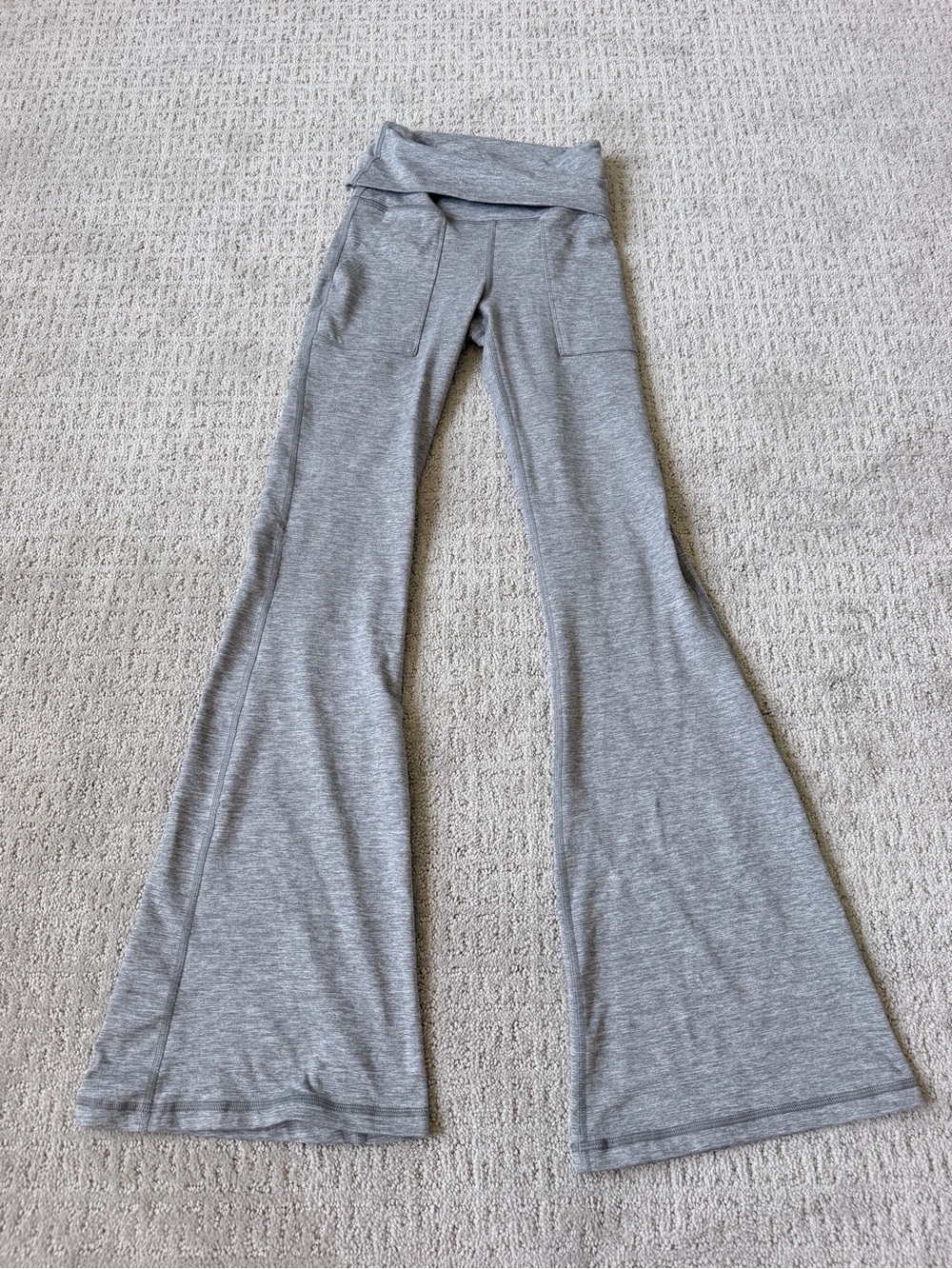 aerie Light Gray Flare Lounge Pants with Foldover Waist